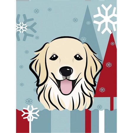 Carolines Treasures Winter Holiday Golden Retriever Flag Canvas House Size BB1701CHF